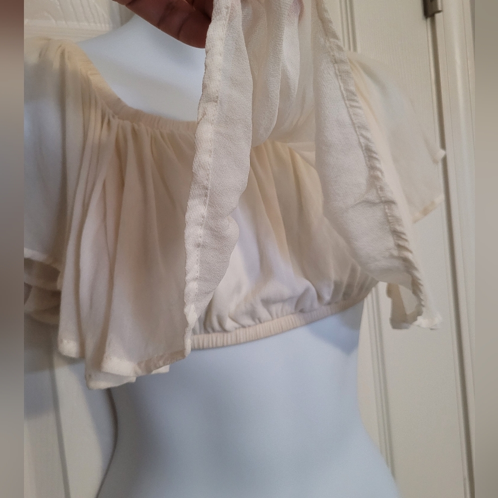 Reformation Flutter Crop Top - Cream, Sz XS - EUC - Picture 3 of 10